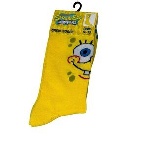 SpongeBob SquarePants Crew Socks Mens 9-13 Yellow Cartoon